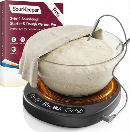 SourKeeper Calentador de masa madre más grande Pro – Placa de calefacción más grande mejorada 2026, sonda de temperatura de masa, control de 1°F