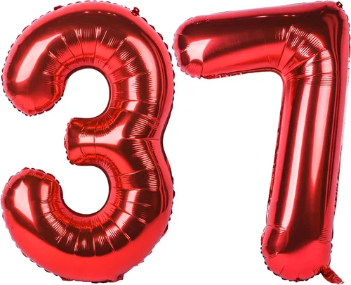 Miniatura 24 de Globo gigante de helio de 40 pulgadas, número 0 rojo, de poliéster, película de aluminio, 0-9, para niña y niño, autoinflable, dígito cero