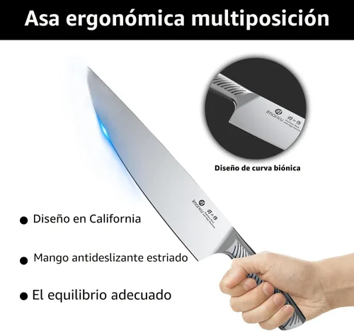 Miniatura 5 de imarku Juego de 14 piezas de bloque de cuchillos, juego de cuchillos con bloque y afilador incorporado, juego de cuchillos de acero inoxidable Negro