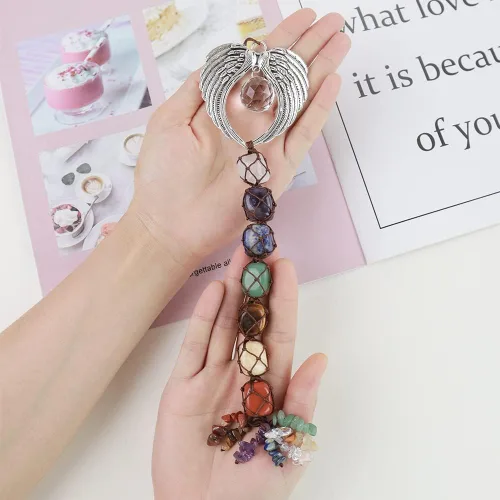Miniatura 5 de Adornos colgantes de cristal hechos a mano para ventana de automóvil, 7 chakras, decoración del hogar, adorno de Feng Shui, adorno de yoga, Ángel