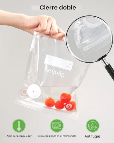 Miniatura 4 de Syntus Bolsas selladoras al vacío para alimentos, 60 unidades (S+M+L) de 8 x 10 pulgadas y 10 x 13.8 pulgadas y 11.8 x 13.8 pulgadas, bolsas