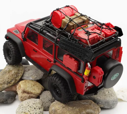 Miniatura 4 de GLOBACT 1/24 1/18 RC Crawler Accesorios Decoración del techo del automóvil, red de equipaje, tablero de recuperación, extintor de incendios, caja