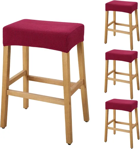 Miniatura 64 de YISUN Fundas de taburete rectangulares, paquete de 2 fundas elásticas impermeables para asiento de silla de montar, taburetes de bar, sillas de bar