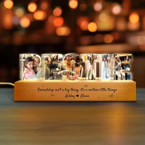 Miniatura 21 de Luz nocturna LED personalizada con collage de fotos, foto personalizada con cualquier cita y nombre, Navidad, amistad, regalos de cumpleaños