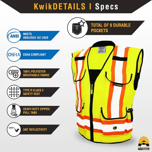 Miniatura 5 de KwikSafety - Charlotte, NC - GODFATHER Safety Vest [CUSHIONED COLLAR + TABLET POCKET] ANSI OSHA Amarillo Clase 2 1 paquete