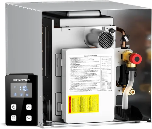 Miniatura 10 de KINGRVER KINGRVER XT48 - Calentador de agua sin tanque, agua caliente instantánea bajo demanda, 12 V CC, control remoto con cable, ajuste compacto