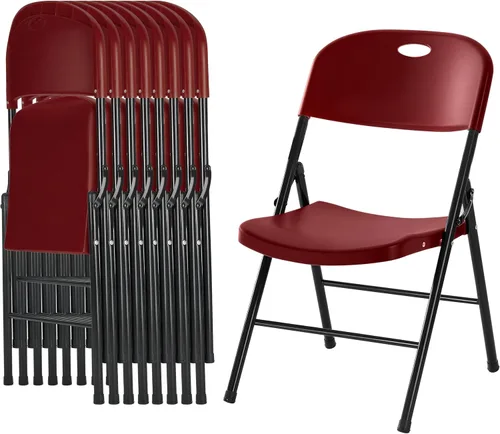 Miniatura 10 de Paquete de 2 sillas plegables de plástico resistente, sillas plegables de capacidad de 450 libras para interiores y exteriores, asientos portátiles