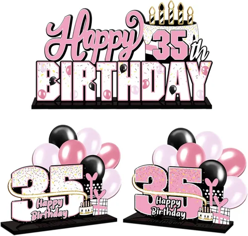 Miniatura 42 de LINGTEER Feliz 10º Cumpleaños Juego de Centros de Mesa de Acrílico Azul para Mesa - Brindemos por Diez Años Decoraciones de Regalo de Fiesta de 10º