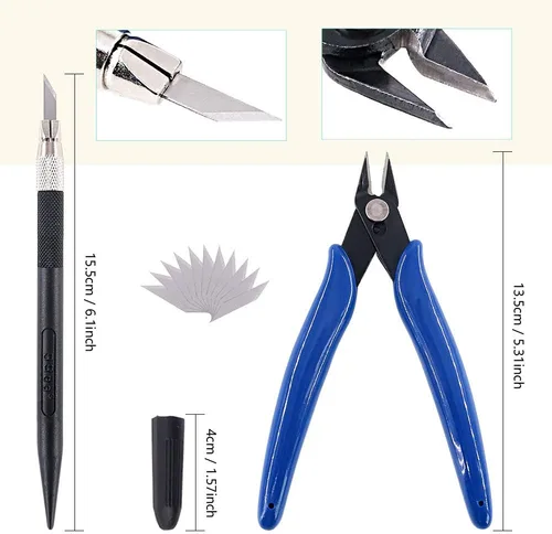 Miniatura 3 de Swpeet 24 piezas compatibles con Gundam Modeler Herramientas básicas con contenedor de plástico, kit profesional compatible con Gundam