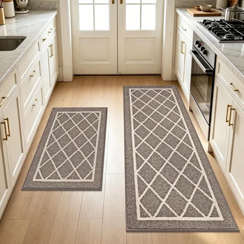 Miniatura 7 de BEQHAUSE - Alfombras de cocina antideslizantes para piso 2 piezas Alfombras de cocina y tapetes antideslizantes lavables Alfombra de cocina