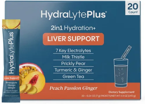 Miniatura 9 de Hydralyte Plus - Paquetes de hidratación para el hígado, 7 electrolitos con cardo mariano, cúrcuma y jengibre, paquetes de electrolitos líquidos