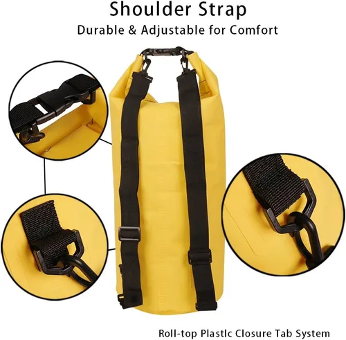 Miniatura 3 de Bolsa seca flotante impermeable Bear Outdoor, para canotaje, kayak, senderismo, snowboard, acampada, rafting, pesca y excursionismo Amarillo