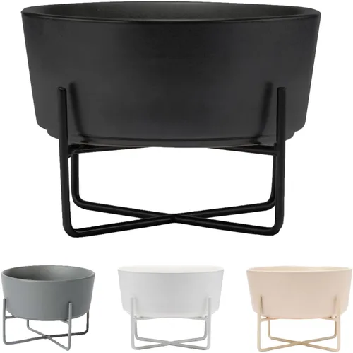 Miniatura 11 de Waggo Simple - Soporte sólido para cuenco y cuenco para perro, soporte de hierro individual con comedero de cerámica individual o cuenco de agua