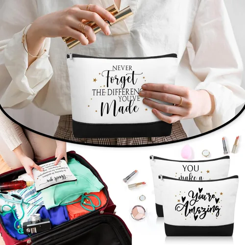 Miniatura 5 de 30 piezas de regalos de agradecimiento a los empleados, bolsas de maquillaje de lona inspiradoras, bolsa de cosméticos a granel con cremallera