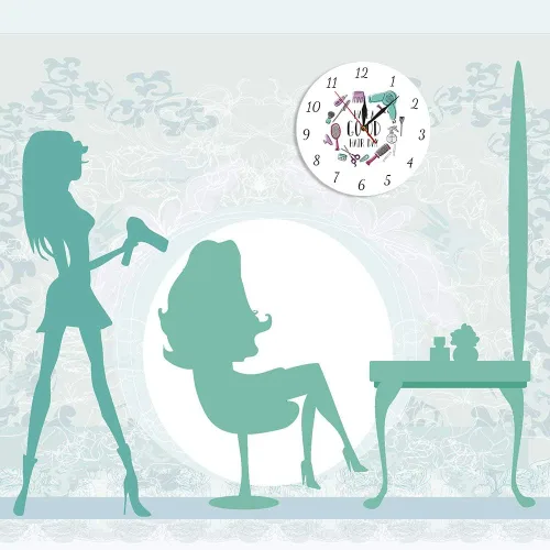 Miniatura 5 de The Geeky Days Have A Good Hair Day Reloj de pared de cuarzo mudo moderno Peluquería Peluquería Peluquería Decoración de pared Peluquería Belleza
