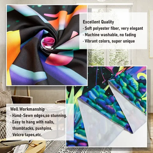 Miniatura 5 de Amonercvita Tapiz de calavera con luz negra, tapiz de pared de esqueleto trippy, reactivo a los rayos UV, plantas de neón, árboles, tapices