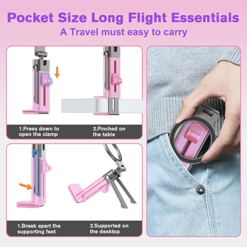 Miniatura 9 de Soporte de teléfono para avión, artículos esenciales de viaje para mujeres, soporte magnético para teléfono para MagSafe, imán fuerte N55, giratorio