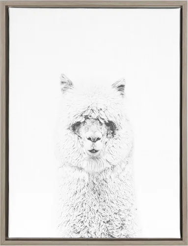 Miniatura 11 de Kate and Laurel Sylvie Hairy Alpaca - Lienzo enmarcado con retrato en blanco y negro por Simon Te Tai, 23 x 33 pulgadas, dorado