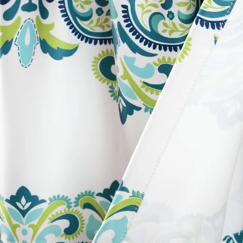 Miniatura 3 de Lush Decor Clara Valance - Cortina individual de estilo bohemio con estampado de damasco, cenefa, azul y verde