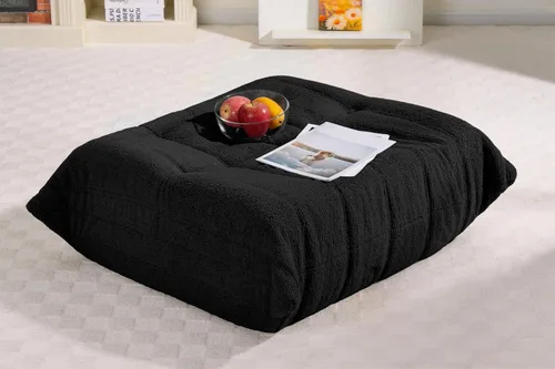 Miniatura 54 de Puf para adultos, silla puf grande, sillón con relleno de espuma viscoelástica para el hogar, apartamento o sala de juegos, gris afelpado Felpa gris