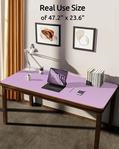 Miniatura 380 de YSAGi Protector de escritorio de cuero, tapete de oficina, alfombrilla grande para ratón, secante de cuero PU antideslizante, almohadilla