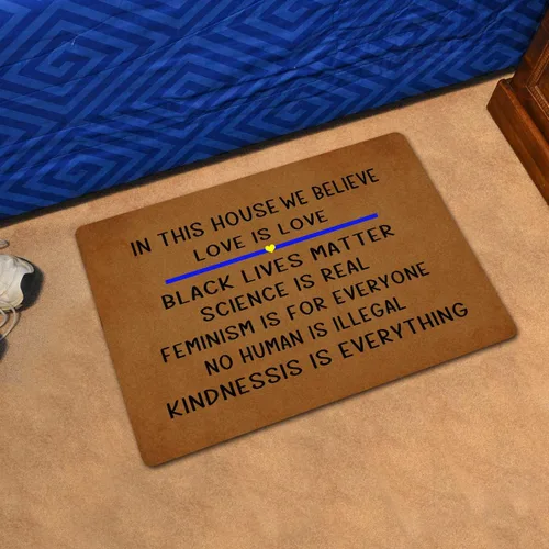 Miniatura 3 de in This House We Believe - Felpudos divertidos de goma antideslizante, tapetes personalizados para decoración del hogar para uso en exteriores e