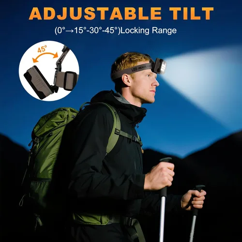 Miniatura 3 de Linterna frontal LED recargable con batería para casco, 5 modos de luz, 1000 lúmenes, USB-C, impermeable, brillante, exterior, camping, esencial