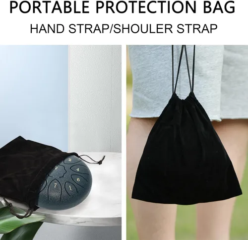 Miniatura 3 de Tambor de lengua de acero con 11 notas de 6 pulgadas con bolsa de tambor, libro de música, mazos de tambor, soporte para mazo, púas de dedos y Azul