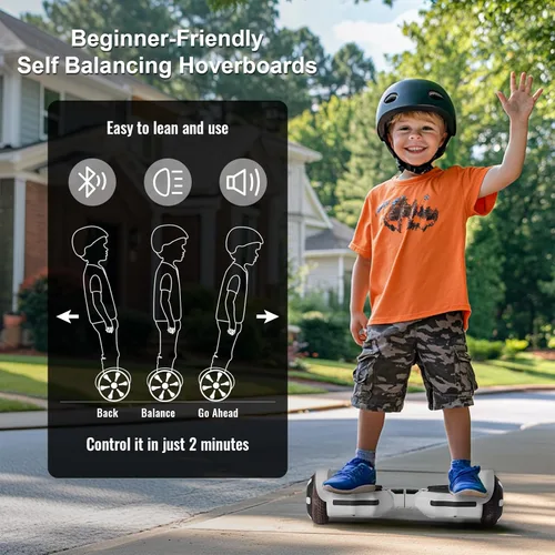 Miniatura 3 de Scooter, luces LED Bluetooth y Corlorful, potencia de rango de 7.5 mph y millas por motor dual de 250 W, regalos para niños y adultos, niñas y niños