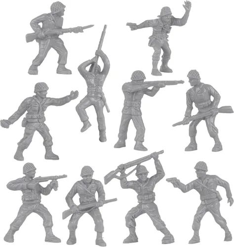 Miniatura 3 de BMC Classic Soldados de plástico del ejército – 40 piezas de soldados grises de la Segunda Guerra Mundial – Fabricado en EE. UU