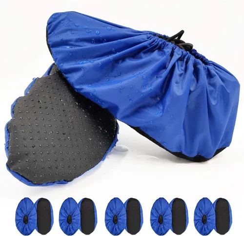 Miniatura 8 de 5 pares de fundas impermeables antideslizantes lavables y reutilizables para botas, cubrezapatos para interiores (XL, gris)