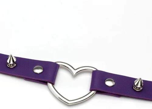 Miniatura 2 de MILAKOO - Collar de cuero sintético con corazón estilo punk