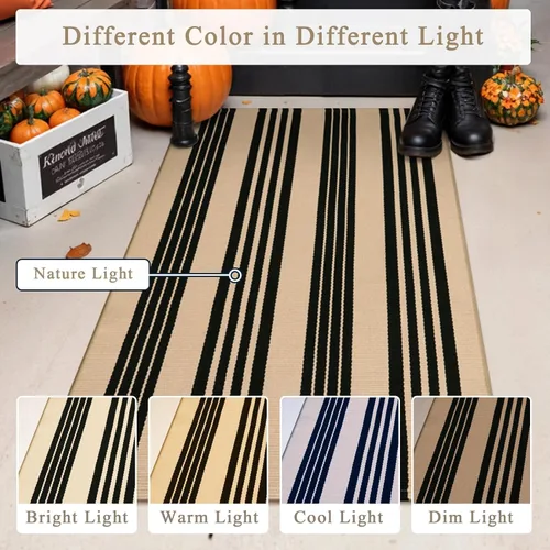 Miniatura 6 de Tiveney Tapete de 2 x 3 pulgadas para puerta delantera, color negro y caqui, tapetes de bienvenida para puertas exteriores, lavables, reversibles