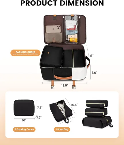 Miniatura 6 de LOVEVOOK - Mochila de Mano, Mochila de Viaje de 40L para Mujer con 3 Cubos de Embalaje, Mochilas de viaje