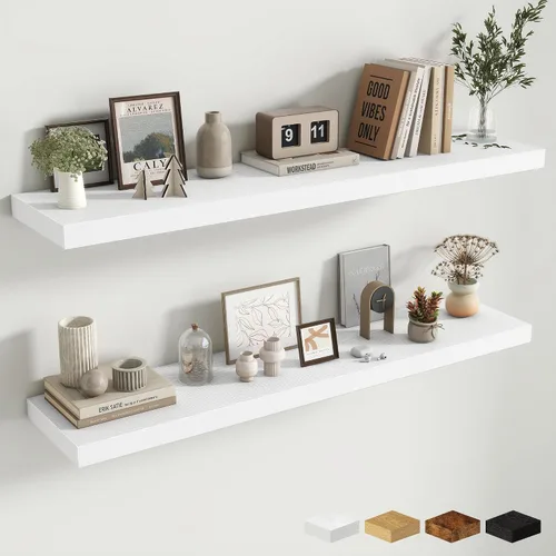 Miniatura 105 de Estantes flotantes de 48 pulgadas para pared, estante de chimenea de 10 pulgadas de profundidad, estantes flotantes de madera para pared, estantes