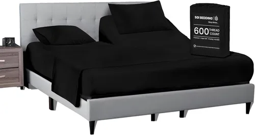 Miniatura 17 de SGI bedding Juego de sábanas King de 36 pulgadas, 100 % algodón egipcio, sábanas ajustables de 600 hilos, juego de sábanas ajustables de 4 piezas