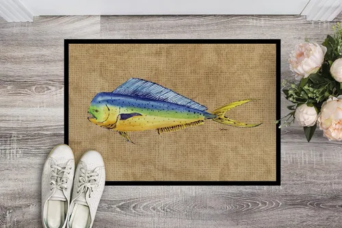 Miniatura 2 de Caroline's Treasures 8810MAT Dolphin Mahi Mahi - Felpudo de 18 x 27 pulgadas, para interiores y exteriores, para entrada, antideslizante, lavable