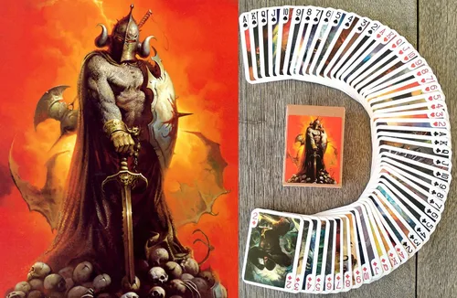 Miniatura 14 de Batallas con alienígenas jugando a las cartas (baraja de póquer 54 cartas todas diferentes) Cómic de acción espacial retro vintage de ciencia