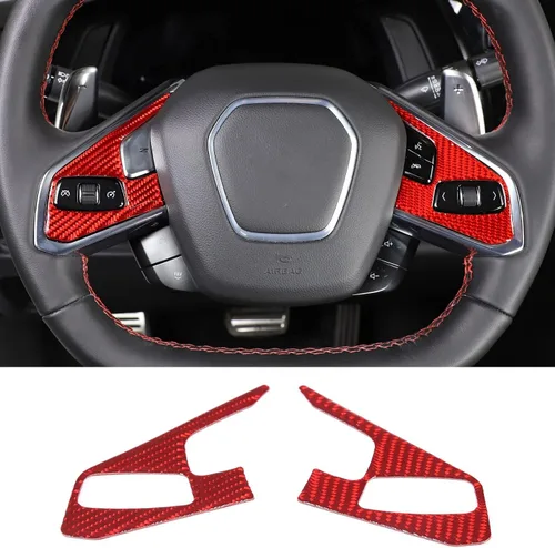 Miniatura 7 de Adhesivos de fibra de carbono para volante de automóvil, accesorios interiores para Chevrolet Corvette C8 Z06 2020-2024 (fibra de carbono azul A)