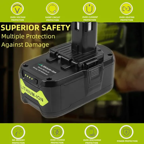 Miniatura 3 de ARyee Paquete de 2 baterías de 18 V, 6.0 Ah, repuesto para herramientas inalámbricas Ryobi P107 P108 P109, batería de iones de litio