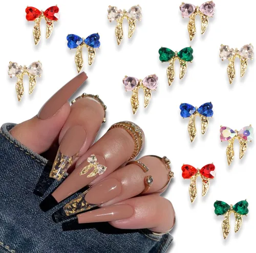 Miniatura 9 de 30 dijes de uñas de estrella de mar de aleación 3D, diamantes de imitación de uñas de 6 colores AB brillantes cristales diamantes, joyería de uñas