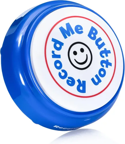 Miniatura 2 de Botón Record Me: diseño único y alegre grabable con micrófono integrado, reproduce tu propio mensaje personalizado en cualquier momento (azul)