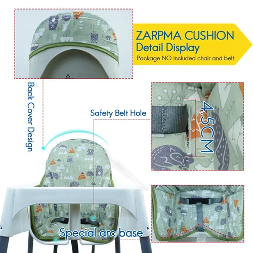 Miniatura 2 de ZARPMA Fundas de asiento de algodón para silla alta IKEA Antilop, superficie de algodón y acolchado, diseño de bosque plegable para silla de bebé