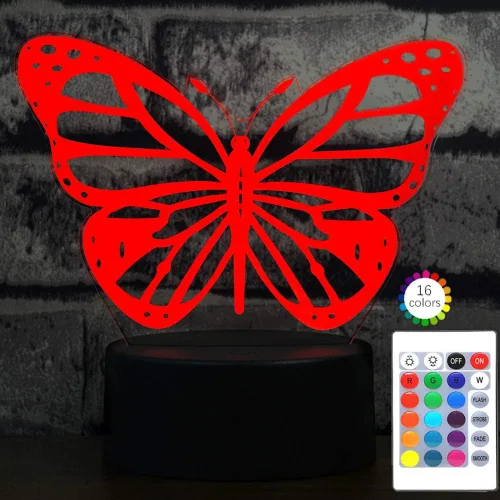 Miniatura 7 de i-CHONY - Luz Nocturna de Mariposa 3D, Regalo de Cumpleaños, Lámpara de Ilusión, 7 Colores que Cambian Automáticamente, Lámpara de Mesa o Escritorio