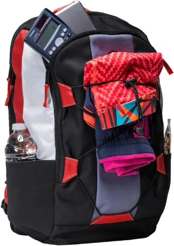 Miniatura 4 de Case-It Mochila clásica para laptop, con detalle de cordón elástico, negro/rojo (BKP-503-negro/rojo)