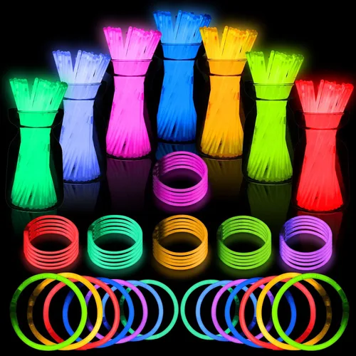 JICUICUI Palos Brillantes Ultra Luminosos de Halloween - Paquete de Fiesta 500PRO con Conectores para Navidad, Cumpleaños de Neón y Festividades -
