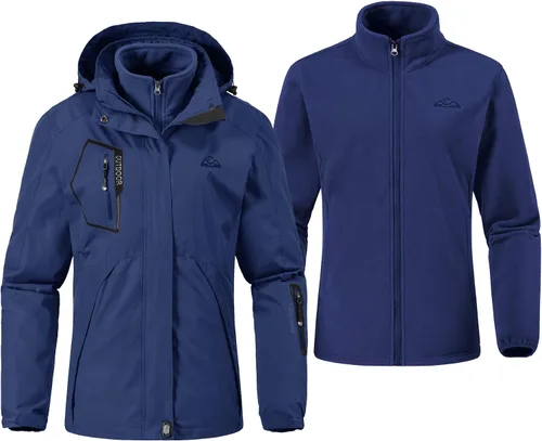 Miniatura 2 de Rdruko Chaqueta de esquí impermeable 3 en 1 para mujer, abrigo de invierno con aislamiento polar