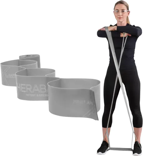 THERABAND CLX Resistance Band with Loops, 5-Foot Band Nivel 6 / Super Heavy - Plata