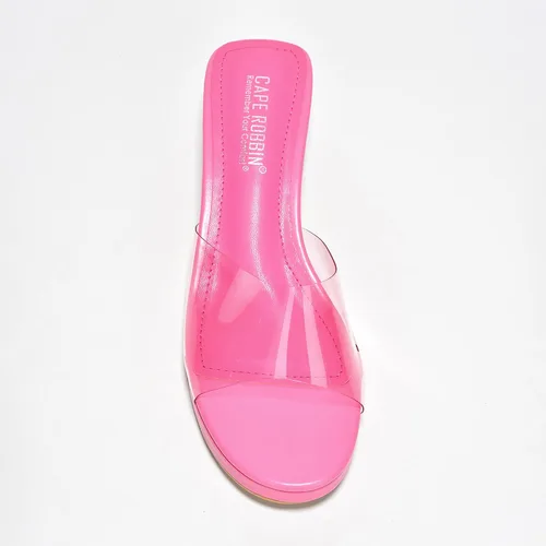 Miniatura 4 de Cape Robbin Anjelic - Sandalias transparentes de tacón bajo para mujer, con punta abierta redonda transparente