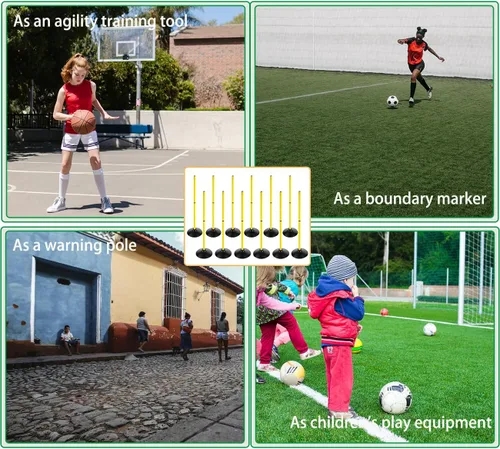Miniatura 6 de Juego de bastones de agilidad de fútbol Desmontable Deportes Entrenamiento Speed Pole Slalom Poles con Base de goma Equipo de Traning Deportivo
